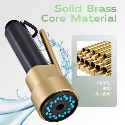 Pull Down Kitchen Faucet Replacement Head, 3-Mode Spray Head with Stream/Spray/Pause, High Pressure Anti-Clog Nozzle, Easy Installation, Universal Fit for Most Kitchen Faucets Brushed Gold - color: Industrial Spray Head - Gold