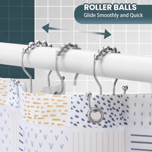 Shower Curtain Hooks, OEH Shower Curtain Rings, Chrome Shower Curtain Hooks Rust Proof, Smooth Gliding Metal Shower Curtain Rings Rust Proof, Double Shower Hooks for Shower Curtain, 12 Pcs, Chrome - color: Chrome, size: Classic Double Hooks