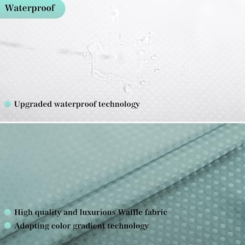 YI & ZE Teal Blue Waffle Weave Shower Curtain with Snap-in Liner, 72W x 72L | Slub Textured Heavy Fabric, Waterproof & Washable, Equipped with 12 Metal Hooks - color: Waffle Teal, size: 72"W x 72"L (Pack of 1)
