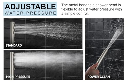 Lava Odoro Modern Rain Shower System Faucet Set, SF104-BN | 2-Setting Round Shower Valve Trim Kit, Brushed Nickel Shower Head Set with Sprayer, 10 Inch, Rough-in Valve Included - color: Brushed Nickel, style: Without Tub Spout