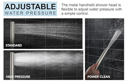 Lava Odoro Modern Rain Shower System Faucet Set, SF104-BN | 2-Setting Round Shower Valve Trim Kit, Brushed Nickel Shower Head Set with Sprayer, 10 Inch, Rough-in Valve Included - color: Brushed Nickel, style: Without Tub Spout
