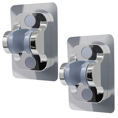 2 Pack Strong Adhesive Shower Waterproof Handheld Shower Holder Adjustable No Drilling Wall Mount Bracket, No Drilling Holder for RV Bathroom (Silver) - style: Silver