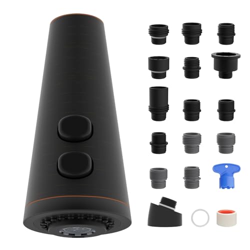 4 Function Kitchen Faucet Head Replacement, Universal, Oil Rubbed Bronze | NSF/ANSI/CAN 372 Certified, Pull Down Kitchen Sprayer Head, 15 Adapters Compatible with American Standard/Kohler/Moen/Delta - color: Oil Rubbed Bronze, style: 4 Modes Design