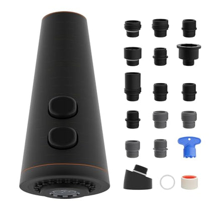 4 Function Kitchen Faucet Head Replacement, Universal, Oil Rubbed Bronze | NSF/ANSI/CAN 372 Certified, Pull Down Kitchen Sprayer Head, 15 Adapters Compatible with American Standard/Kohler/Moen/Delta - color: Oil Rubbed Bronze, style: 4 Modes Design