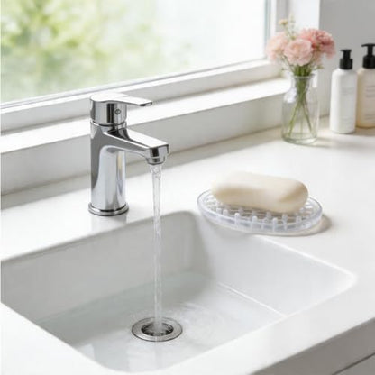 2 Pcs Soap Dish with Drainage Holes, Silicone Soap Holder | Clear Bar Holder Tray, Self Draining Soaps Saver for Shower, Anti-Slip Soaps Container for Bathroom, Shower, Kitchen