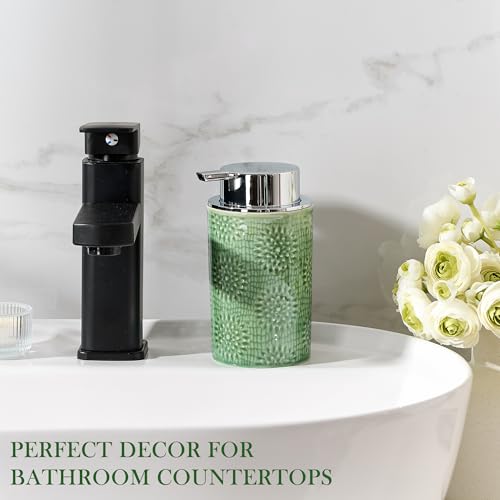 Green Foam Soap Dispenser,Foam Dispenser for Kitchen & Bathroom,Ceramic Soap Dispenser with Foam Soap Pump for Dish Soap&Hand Wash - color: Brilliant Pine Green