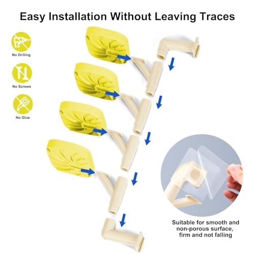 Soap Holder Four Layer Wall Mounted NO-Drilling Rotatable Self-draining Removable Soap Dish for Shower Bathroom Tray,Self Draining Sponge Holder,Razor Holder (Yellow/Ecru) - color: Yellow/Ecru