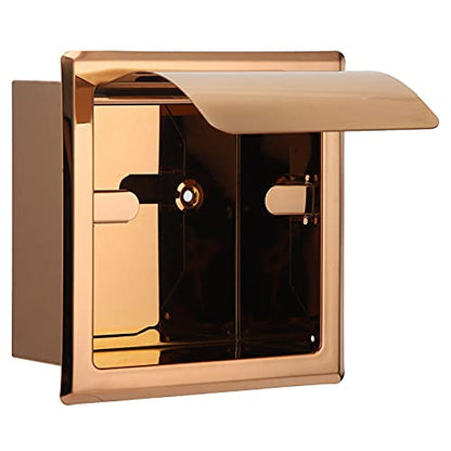 Alvinlite Toilet Paper Roll Holder Recessed Toilet Paper Holder Tissue Holder Box Cover Wall Mounted Stainless Steel Toilet Roll Holder Waterproof Toilet Tissue Holder for Bathroom(Rose Golden) - color: Rose Golden