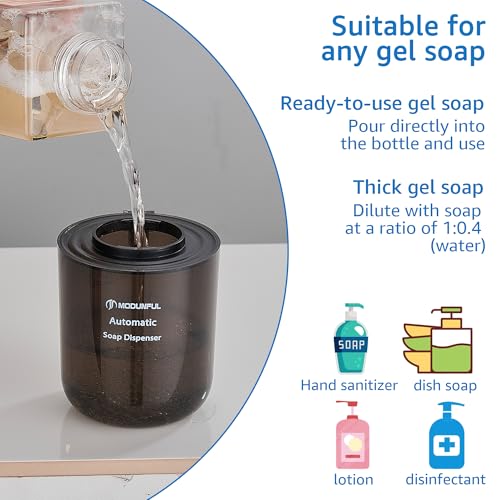 Automatic Soap Dispenser for Kitchen Sink - Wall-Mount & Countertop Black | Wall Mount Countertop, 4-Level Adjustable, Compact Transport Body, IPX5 - color: Black.l