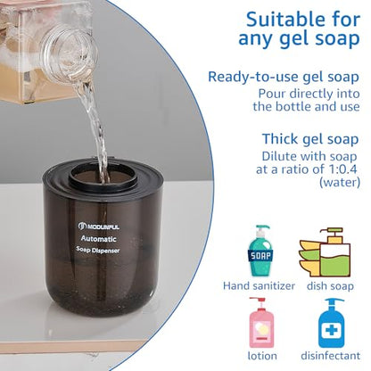 Automatic Soap Dispenser for Kitchen Sink - Wall-Mount & Countertop Black | Wall Mount Countertop, 4-Level Adjustable, Compact Transport Body, IPX5 - color: Black.l