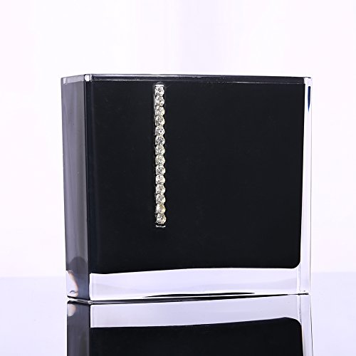 Bathroom Accessory Set, 5Pcs Black Modern Countertop Bath Decor Set with Soap Dispenser, Toothbrush Holder, 3 Tumblers & Soap Dish, Resin High-Gloss for Home, Hotel, Guest Bath