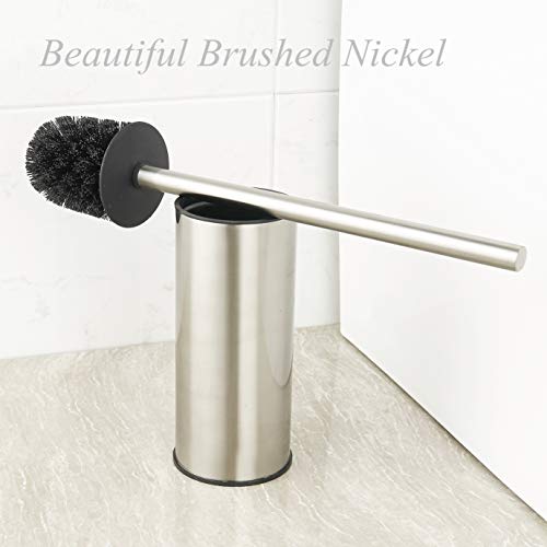 BGL Toilet Brush Holder Brushed Nickel, Stainless Steel 304 Brushed Nickel Round Freestanding Toilet Bowl Brush and Holder for Bathroom - color: Brushed Nickel