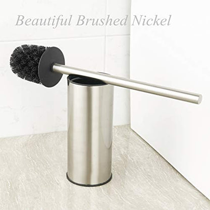 BGL Toilet Brush Holder Brushed Nickel, Stainless Steel 304 Brushed Nickel Round Freestanding Toilet Bowl Brush and Holder for Bathroom - color: Brushed Nickel