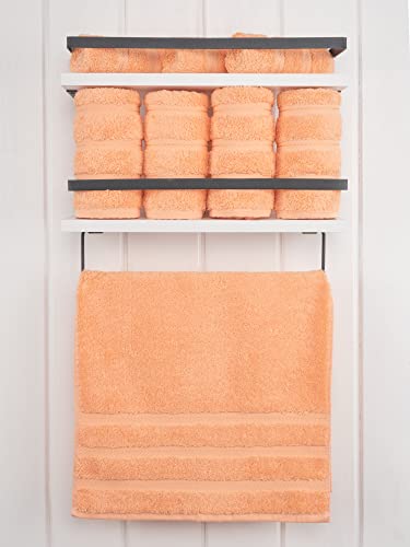 American Soft Linen 100% Cotton Luxury Turkish Towels, 4 PC Hand Towel Set | Soft Absorbent Quick Dry OEKO Tex Standard 100 Certificated Durable Machine Washable Premium Hotel Quality - color: Malibu Peach, size: 16"x28"