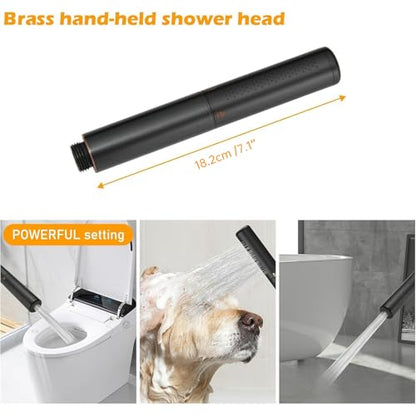 Handheld Shower Head Sprayer Shower Wand Hand Shower Showerhead Bronze | High Pressure Showerhead, Hand Held, Brass Shower Head, Wall Mounted, 60 In Stainless Steel Shower Hose - color: Bronze