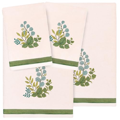 Verdant 4-Piece Luxury Towel Set, Applique Embroidered Bouquet, Plush Turkish Cotton, Durable & Quick Dry, Vibrant Bathroom Ensemble, 2 Bath 2 Hand Towels, Blush - color: Blush, size: 2 Pcs Bath 2 Pcs Hand Towel
