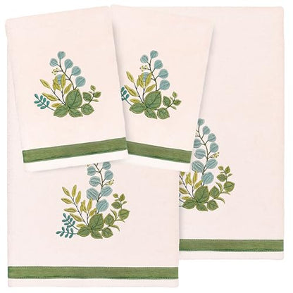 Verdant 4-Piece Luxury Towel Set, Applique Embroidered Bouquet, Plush Turkish Cotton, Durable & Quick Dry, Vibrant Bathroom Ensemble, 2 Bath 2 Hand Towels, Blush - color: Blush, size: 2 Pcs Bath 2 Pcs Hand Towel