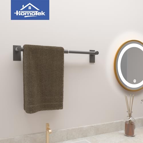 Adhesive Adjustable Towel Bar, Self Stick Bathroom Towel Holders, HOMOTEK Bathroom Rod Size from 14 Inch to 24.5 Inch Single Hanger for Kitchen(Thickened 1 Pack Matte Black) - color: Heavy Duty-self-adhesive-matte Black, size: 1 Pack