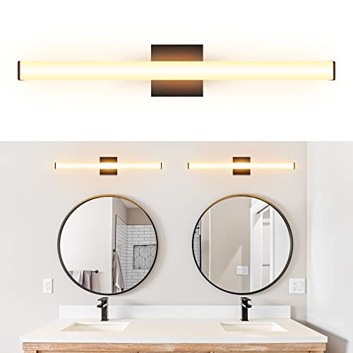 Ultralux Slim LED Vanity Light Bar - Wall Mounted, TRIAC Dimmable, Modern Bathroom Mirror Light - 14.5 W, 3000K (24 inch - 1 Pack, Black) - color: Black