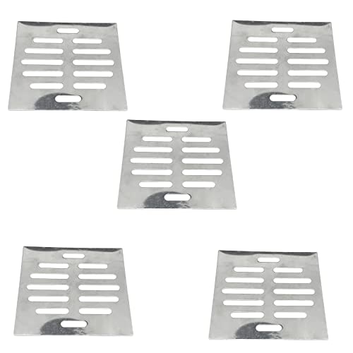 5Pcs 4Inch Square Stainless Steel Sink Floor Drain Strainer Cover,Shower Drain Cover Replacement Floor Strainer - size: Square 4Inch