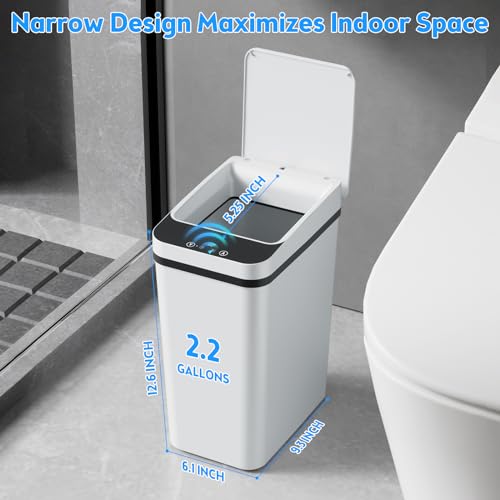 KOEYLE 2 Pack 2.2 Gallon Automatic Touchless Garbage Can, Small Motion Sensor Smart Trash Can, Slim Waterproof Trash Bin for Bedroom, Bathroom, Office, Living Room, White - color: 2 Pack 2.2 Gallon White