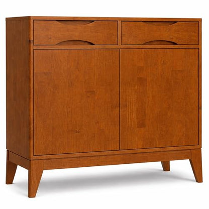 SIMPLIHOME Harper 48" Solid Wood Cabinet in Walnut Brown - color: Teak Brown, size: 40 inch