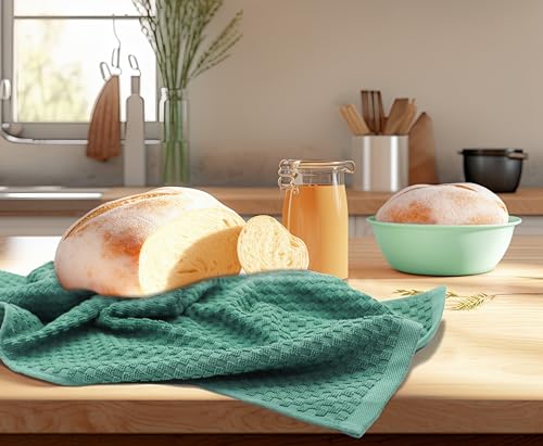 COTTON CRAFT Amazing Kitchen Towel - 12 Pack 100% Cotton Waffle Terry Towel | Seafoam 16x28 inch Euro Café Waffle Weave Dish Towels - Soft Absorbent Quick Dry Low Lint Reusable Pantry Bar Cleaning Cloth - color: Seafoam, size: 12 Pack