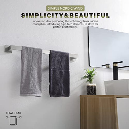 KOKOSIRI 20-Inch Single Towel Bar, Bathroom Kitchen Towel Holder, Wall Mounted SUS304 Stainless Steel Towel Rack, Brushed Nickel, B4003BR-L20 - color: Brushed Steel, size: 20-Inch