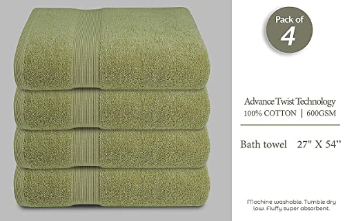 Luxury Bath Towels Set of 4 (27” x 54”) | Towels for Bathroom | Super Soft | Highly Absorbent Towels for Home, Spa, Gym (Sage Green) - color: Sage Green