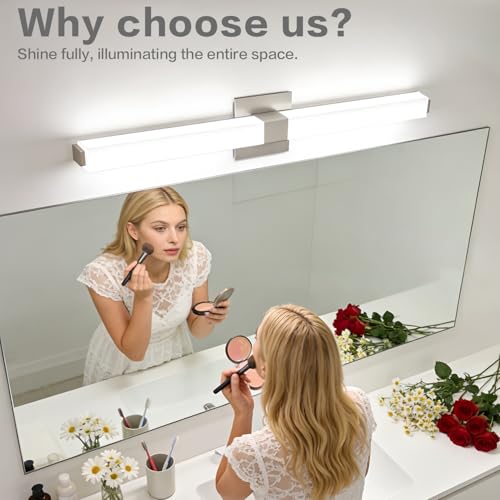 32 Inch Brushed Nickel 5CCT LED Vanity Light - Selectable Color Temperature Modern Bathroom Vanity Light Fixtures IP44 - color: Upgraded - Brushed Nickel - 5CCT Dimmable, size: 32 inch