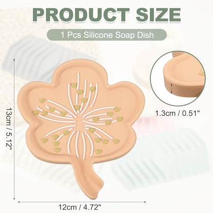 uxcell Silicone Soap Dish with Drain Spout, Portable Self Draining Flower Shape Soap Saver Holder for Bathroom Kitchen Sink, Pink - color: Pink