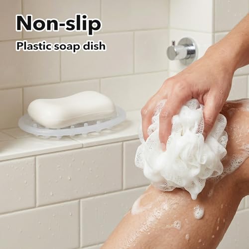 2Pcs Silicone Soap Dish, Bar Soap Holder Non-Slip | with Efficient Drainage Holes, for Shower, for Kitchens, Bathrooms, and Shower Countertops