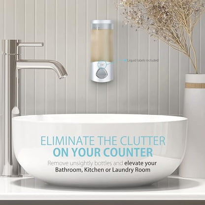Better Living Products EURO, 1-Chamber, Satin Silver | 1 Chamber, No Drill, Soap and Sanitizer Dispenser, Shower Dispenser - color: Satin Silver, size: 1-Chamber