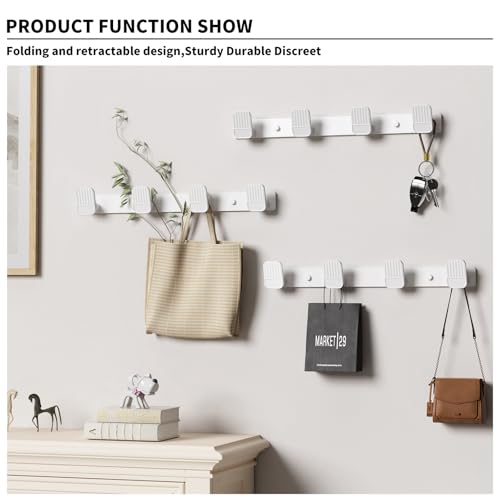 Coat Rack Wall Mount Coat Hooks - White Hook Rack with 4 Hooks Aluminum Wall Rack Hooks for Hanging Coat Hat Bag Towel Hanger Rustproof Coat Holder - color: White, size: Square 4 Hooks 1 Pack