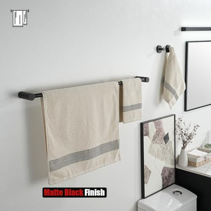 JQK Bath Towel Bar Black, 32.5 Inch 304 Stainless Steel Thicken 0.8mm 2 Pieces Towel Rack Bathroom Wall Mount, Useable Length 30 Inch, TB610L30-PB - color: Black, size: 32.5 Inch