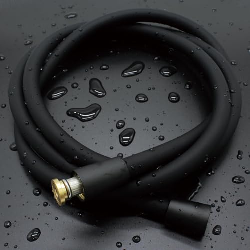 15 Inches Silicone Shower Hose Replacement, Anti-Kink Designed Handheld Shower Head Hose Ultra-Soft Hoses Extension with Brass Insert & Nut, Black - color: Black, size: 15 inches