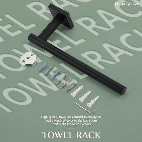 KOKOSIRI Towel Bar Matte Black Bathroom Hardware Hand Towel Rails Wall Mounted Kitchen Toilet Cabinet Paper Holder, Stainless Steel B3008BK - color: Matte Black, size: 1 Pack