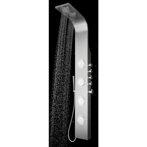 Blue Ocean 63" Stainless Steel SPS8863 Thermostatic Shower Panel Tower System vwith Rainfall Shower Head, Body Nozzles, and Handheld Shower Head, Shower Column - style: 63 inch with 4 Nozzle Sets