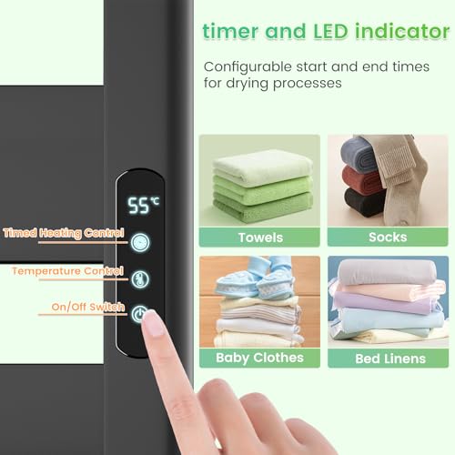 Towel Warmer Rack 6 Bars Towel Warmer Wall Mounted with Timer & Temperature Adjustments Electric Heated Towel Drying Racks for Bathroom