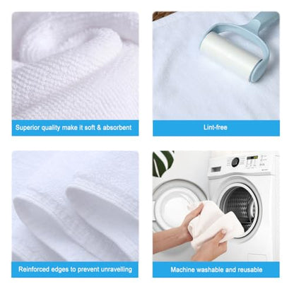 400 GSM Premium Microfiber Cleaning Cloths, Ultra Absorbent Lint-Free Towels for Kitchen, Glass, Countertops, Stainless Steel, Car Care & Household Cleaning, Reusable Washable 12" x 12" - color: White