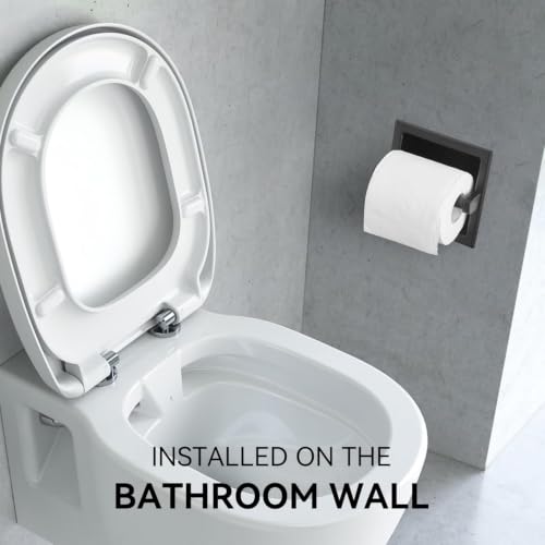 Recessed Toilet Paper Holder, Stainless Steel Toilet Paper Roll Holder | Tissue Dispenser Wall Mount for Bathroom Space Saving Design with Mounting Bracket - color: Black