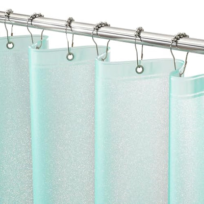 Seenus Teal Glitter PEVA Shower Stall Curtain 54 x 72 inch, Waterproof Plastic Sparkle Shower Curtain Liner with 3 Large Magnets, Dreamy Shimmery Narrow Bathroom Shower Curtain Aqua Green - color: Glitter Teal, size: 54"W x 72"L (Pack of 1)
