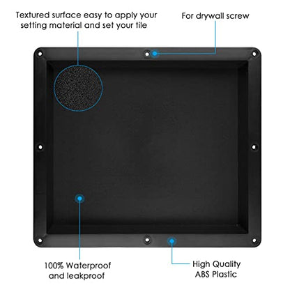 Suteck Recessed Shower Niche, 16-Inch Width x 14-Inch Height x 4-Inch Depth,Single Shower Shelf, Shower Niches Ready for Tile,Single Shelf Niche Insert for Wall, Bathroom, Storage - size: 16"x14"