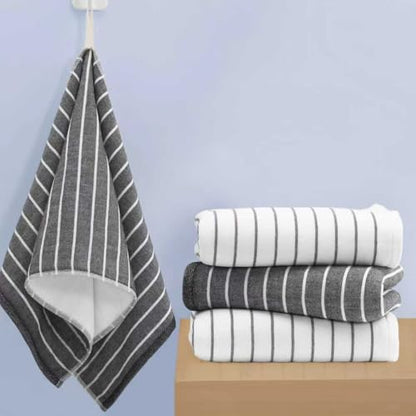 VOOVA & MOVAS Black Striped Hand Towels 4 Pack, 100% Cotton, 13x28 in | Great for Home Bathroom & Spa, Hanging Loops, 450GSM Thick, Ultra Absorbent & Quick Dry, Classic Black White Striped - color: White Black Stripe