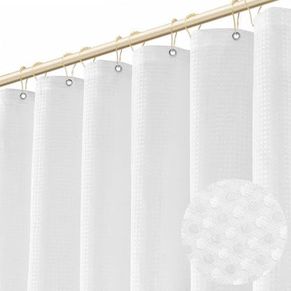 Boho Shower Curtain Set, Waterproof Fabric Shower Curtains, Luxury Hotel Style, Waffle Texture, Heavy Duty, Extra Long Bath Curtain, No Hook, Bathroom Decor, 72x72 Inch, White - size: 72"W x 72"L (Pack of 1)