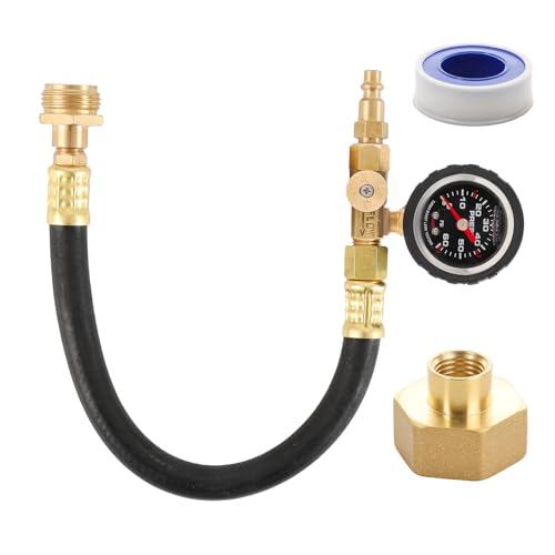 RV Winterizer Kit with Pressure Guage, 16.9" RV Water Blowout, Sprinkler Winterizing Blowout Kit with Shut Off Valve, Water Blow Out Fitting Adapter for Winterizing RV, Boat, Camper (Pressure Gauge) - style: Pressure Gauge