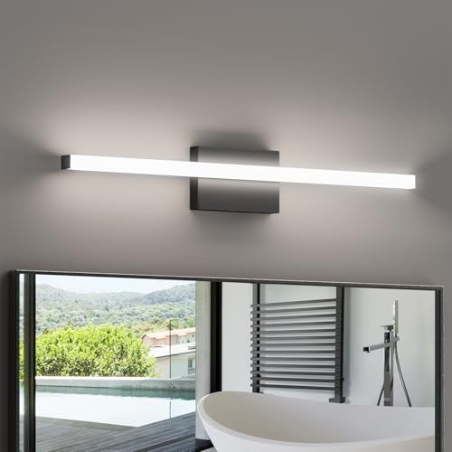 Modern LED Bathroom Vanity Light Bar 30in, 28W 2400LM 5CCT Dimmable, Black Bathroom Light Fixture and Mirror Lighting-ETL Certified - size: 30IN-5CCT
