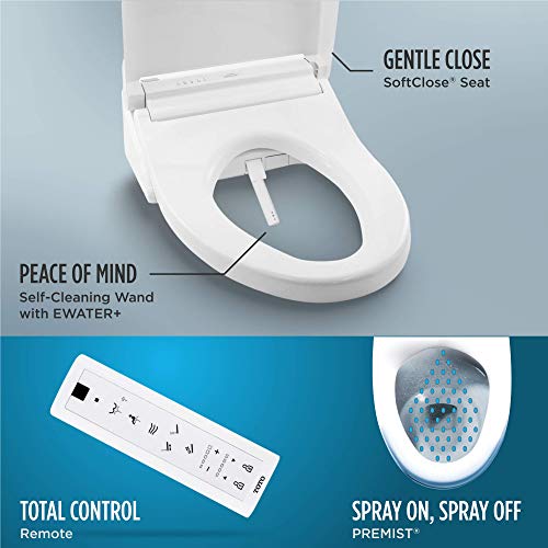 TOTO® WASHLET® C5 Electronic Bidet Toilet Seat with PREMIST and EWATER+ Wand Cleaning, Elongated, Cotton White - SW3084#01 - size: C5 Elongated