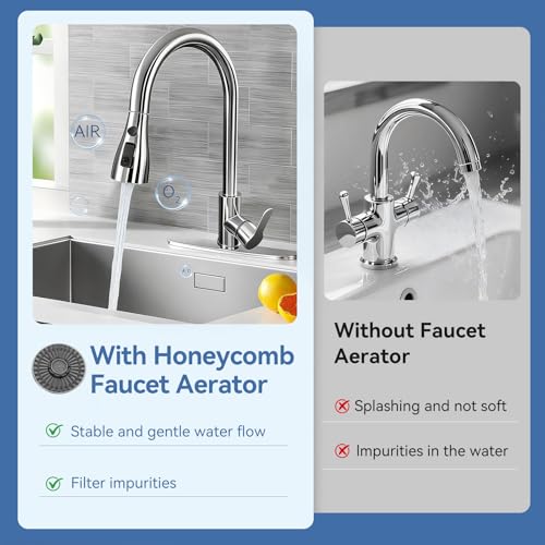 Kitchen Faucet Head Replacement with 3 Modes, Pull Down Spray Head for Kitchen Faucet, Kitchen Sink Sprayer Replacement Compatible with Moen, American Standard, Kohler Faucets - color: Chrome