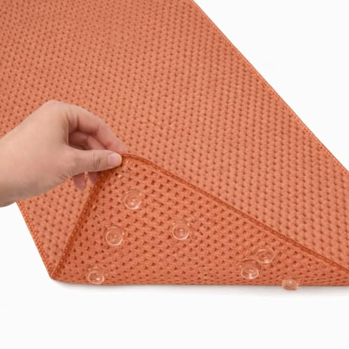 Bathtub Mat Non Slip, Bath Mat for Tub Non Slip, Tub Mat Extra Large 36 x 17 in, Bathtub Mat with Suction Cups & Drain Holes, Soft Foam, Machine Washable, Peach - color: Peach